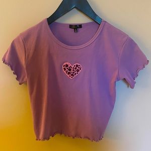 Y2K Leopard Print Heart Tee